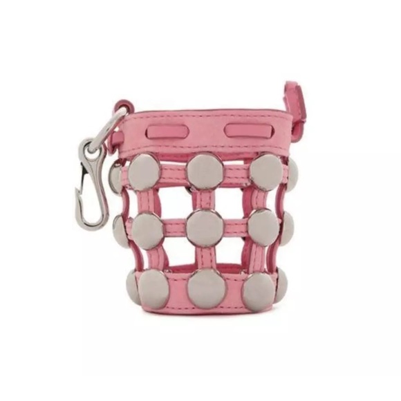 ALEXANDER WANG MINI ROXY Bag CAGED SUEDE KEYCHAIN PINK NWT $600 # 1 - Picture 11 of 16